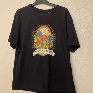 Wildflower Graphic T-shirt Floral botanical goth herbal organic cotton black L